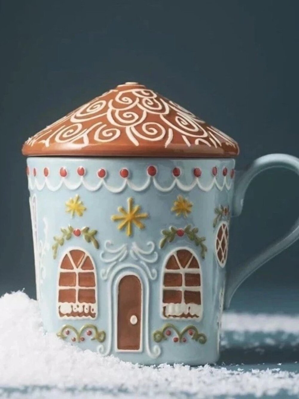 ❤️ ANTHROPOLOGIE GINGERBREAD BLUE STONEWARE MUG NEW